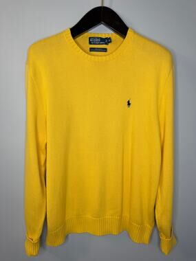 Vintage 90s Polo Ralph Lauren Embroidered Pony Knit Sweater Men's XL Yellow